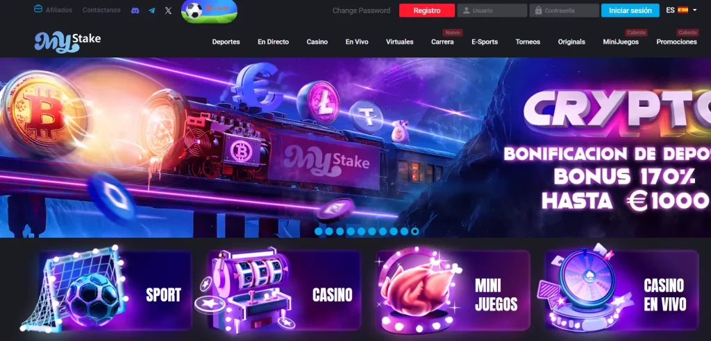 Imagen de la web del casino MyStake